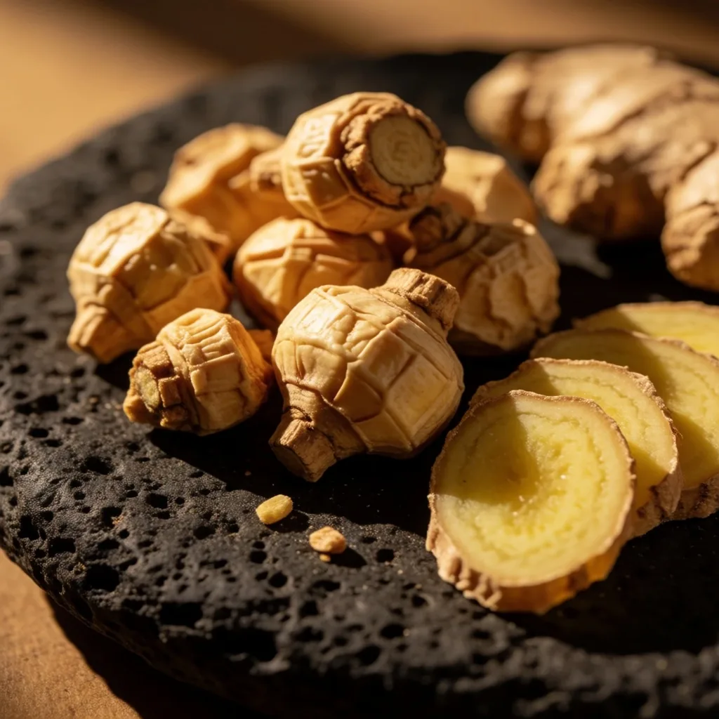 Dried ginger root macro detail