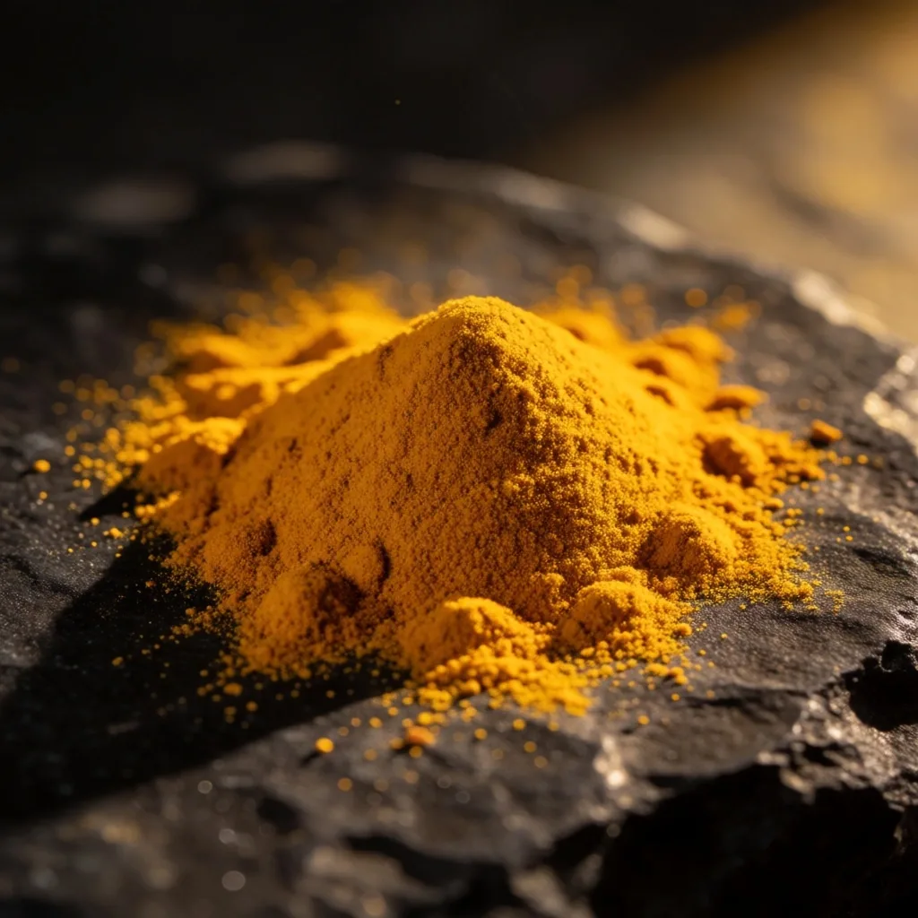 Turmeric powder on dark stone