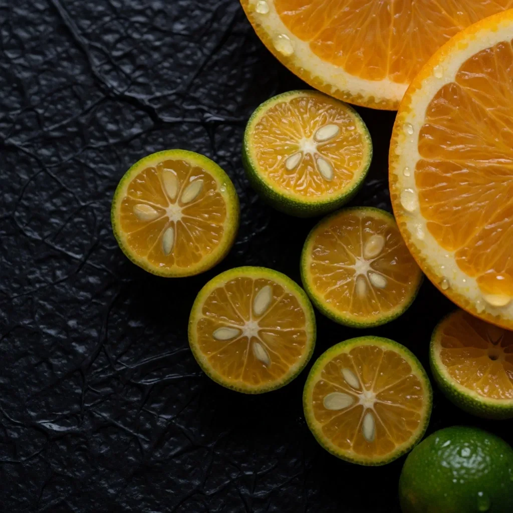 Fresh citrus fruit slices rich in vitamin C